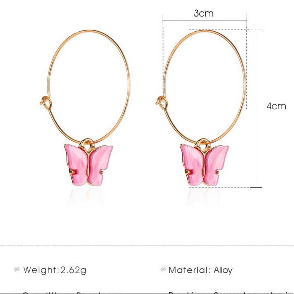 Pink Butterfly Hoops 🦋 - Picture 3 of 3